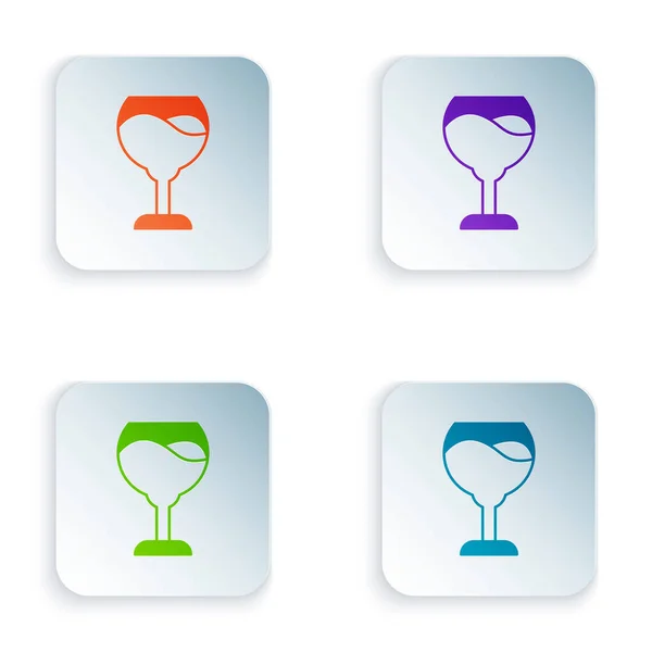 Color Wine Glass Icon Isolated White Background Wineglass Sign Set — Stock Vector