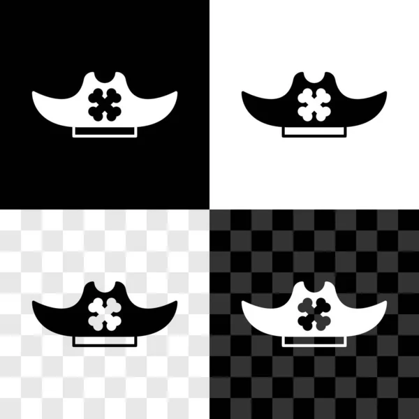 设置海盗帽图标孤立在黑白 透明的背景 — 图库矢量图片