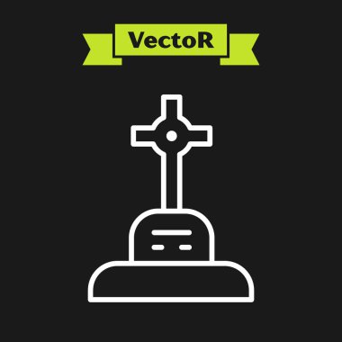 Siyah zemin üzerinde çapraz simge olan beyaz çizgi Grave. Vektör.