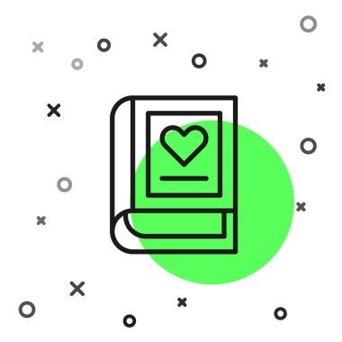 Siyah çizgi tıp kitabı ikonu beyaz arkaplanda izole edilmiş. Vektör.