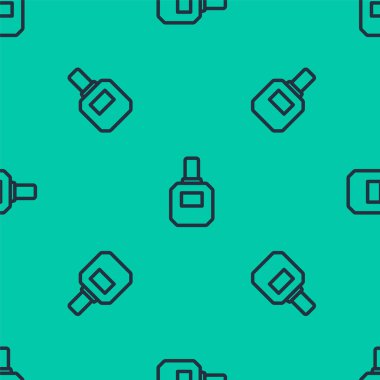 Mavi çizgi tıraş losyonu ikonu yeşil arka planda pürüzsüz desen izole etti. Parfüm spreyi ikonu. Erkek parfüm şişesi. Vektör