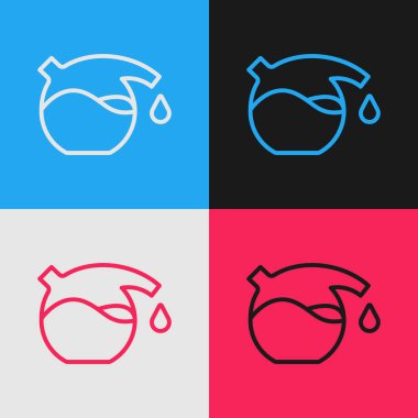 Pop sanat çizgisi test tüpü ve kimyasal test ikonu renk arkaplanında izole edilmiş. Laboratuvar cam levhası. Vektör