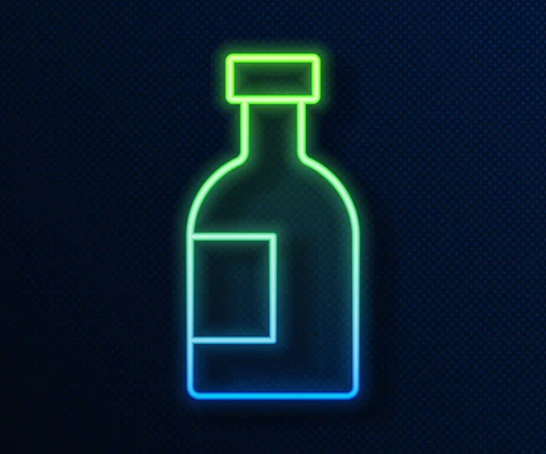 Brillante Línea Neón Botella Vidrio Vodka Icono Aislado Sobre Fondo — Vector de stock