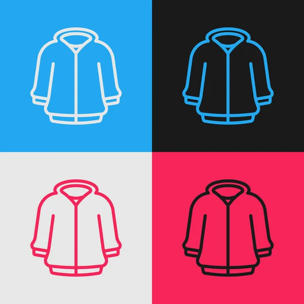 Pop Art Line Hoodie Icon Isolated Color Background Hooded Sweatshirt — Stock Vector