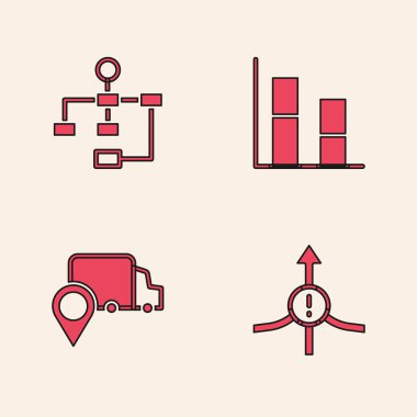 Arrow 'u, Hiyerarşi organizogram şemasını, grafiği, diyagramı ve teslimat ikonunu ayarla. Vektör