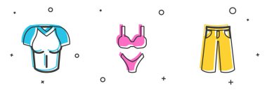 Tişört, mayo ve pantolon ikonunu hazırla. Vektör