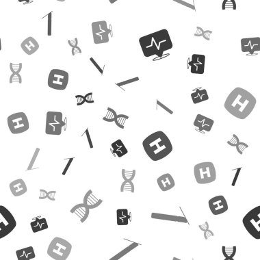 Kalp atış hızını, cerrahi neşteri, hastane tabelasını ve DNA sembolünü kusursuz şekilde ayarla. Vektör