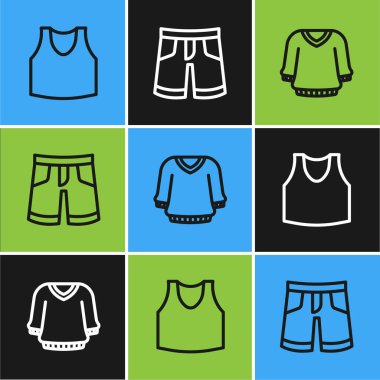Çizgi Undershirt, Süveter ve Kısa veya pantolon ikonu. Vektör