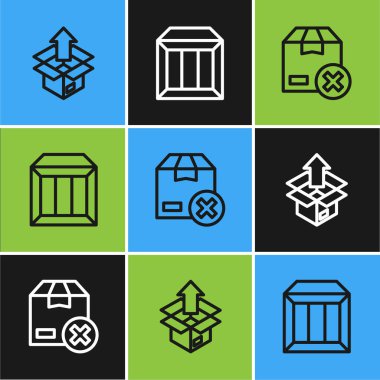 Çizgiyi boks, karton karton ve simge ayır. Vektör