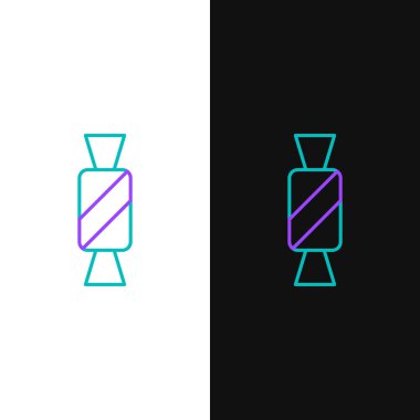 Çizgi Şekeri simgesi beyaz ve siyah arkaplanda izole edildi. Renkli taslak konsepti. Vektör