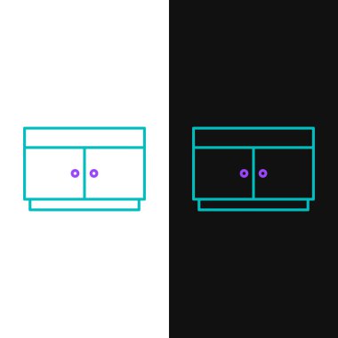 Çekmece sandığı simgesi beyaz ve siyah arkaplanda izole edildi. Renkli taslak konsepti. Vektör