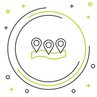 Çizgi Haritası simgesi beyaz arkaplanda izole edildi. Navigasyon, işaret, konum, harita, GPS, yön, yer, pusula, arama konsepti. Renkli taslak konsepti. Vektör