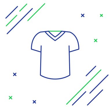 Beyaz arkaplanda çizgi tişört simgesi izole edildi. Renkli taslak konsepti. Vektör