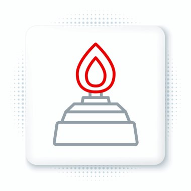 Beyaz arka planda izole edilmiş çizgi alkol veya ruh yakıcı ikonu. Kimyasal ekipman. Renkli taslak konsepti. Vektör