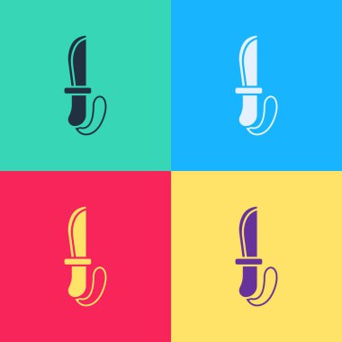 Pop Art Knife simgesi renk arkaplanında izole edildi. Ordu bıçağı. Vektör.