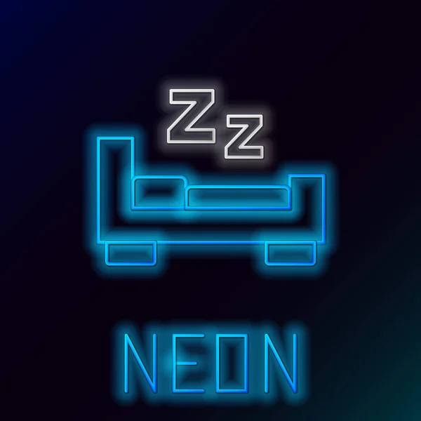 Glowing Neon Line Time Sleep Icon Isolated Black Background Sleepy — Stock Vector