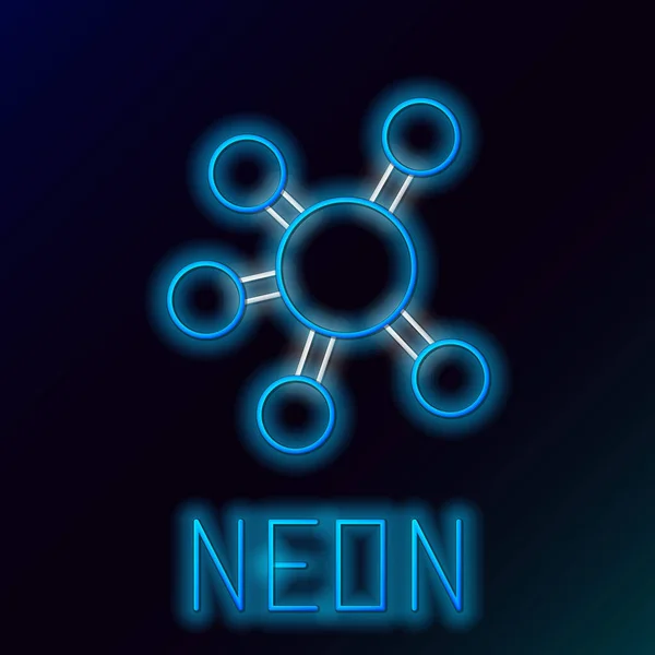 Gloeiende Neon Lijn Project Team Base Icoon Geïsoleerd Zwarte Achtergrond — Stockvector