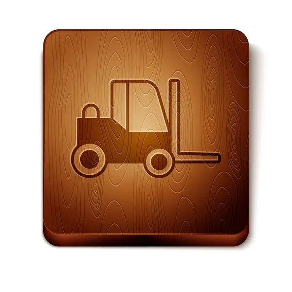 Brown Forklift Truck Icon Isolated White Background Fork Loader Cardboard — Stock Vector
