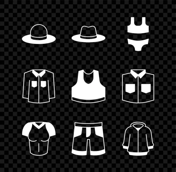 Set Man Şapkası Mayo Tişört Kısa Pantolon Kapüşon Tişört Atlet — Stok Vektör
