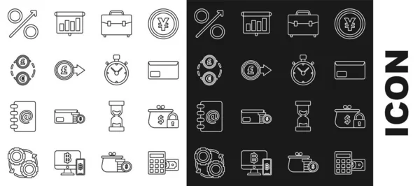 Calculatrice Ligne Fixe Avec Symbole Dollar Verrouillage Portefeuille Fermé Enveloppe — Image vectorielle