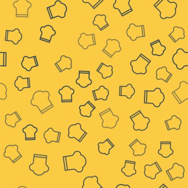 Mavi çizgi aşçı şapkası ikonu sarı arka planda pürüzsüz desen izole etti. Aşçılık sembolü. Aşçı şapkası. Vektör.