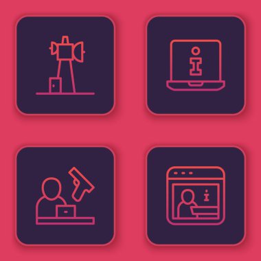 Hat Anten, Suç Haberleri, Bilgi ve. Mavi kare düğme. Vektör