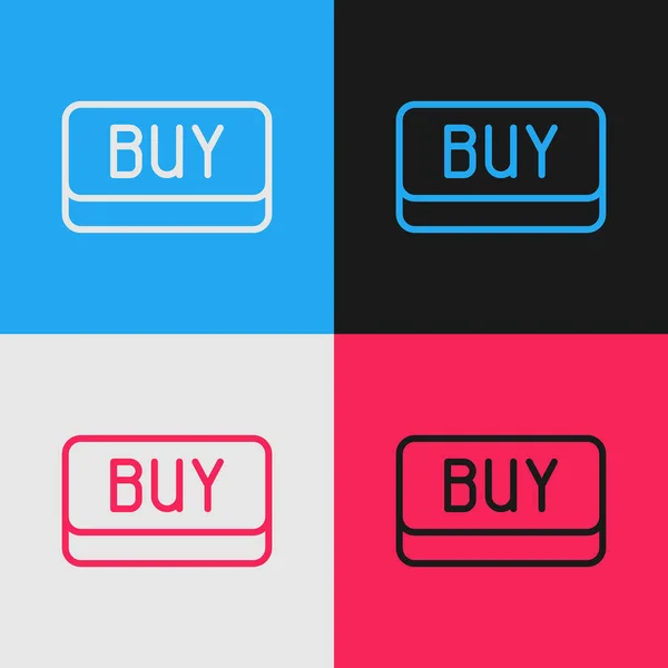 Pop Art Line Buy Button Icon Isolated Color Background Financial — Stock Vector