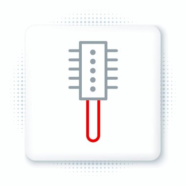 Beyaz arkaplanda çizgi saç fırçası simgesi izole edildi. Taraklı saç işareti. Berber sembolü. Renkli taslak konsepti. Vektör.