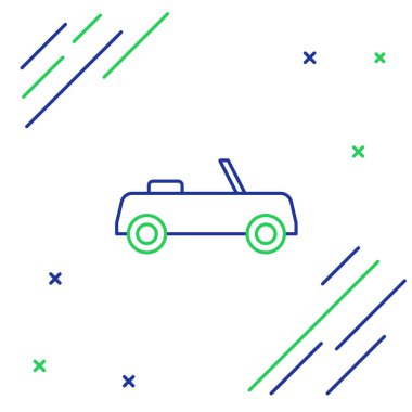 Çizgi Arabası simgesi beyaz arkaplanda izole edildi. Ön manzara. Renkli taslak konsepti. Vektör