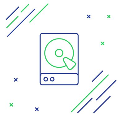 HDD disk sürücüsü simgesi beyaz arkaplanda izole edildi. Renkli taslak konsepti. Vektör