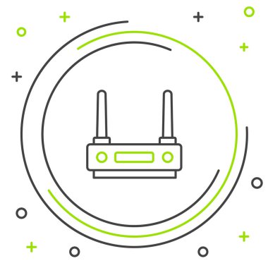 Hat Yönlendirici ve Wi-Fi sinyal simgesi beyaz arkaplanda izole edildi. Kablosuz ethernet modem yönlendirici. Bilgisayar teknolojisi interneti. Renkli taslak konsepti. Vektör