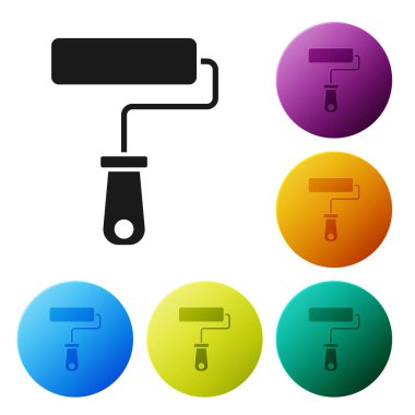 Beyaz arkaplanda siyah boya fırça ikonu izole edildi. Simgeleri renk daire düğmelerine ayarla. Vektör.