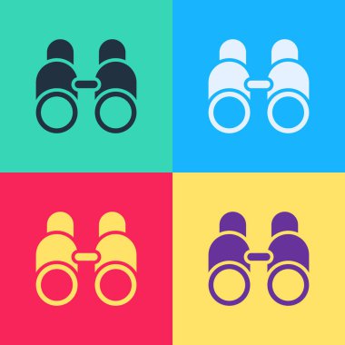 Pop Art Dürbünü simgesi renk arkaplanında izole edildi. Yazılım işareti bul. Casus ekipman sembolü. Vektör