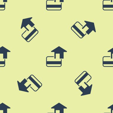 Mavi Kredi kartı simgesi sarı arkaplanda kusursuz desen izole etti. Çevrimiçi ödeme. Nakit çekilmesi. Finansal operasyonlar. Alışveriş tabelası. Vektör