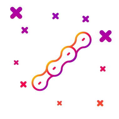 Renkli bisiklet zinciri simgesi beyaz arkaplanda izole edildi. Bisiklet zinciri sıçrama iletimi. Kademeli rastgele dinamik şekiller. Vektör.