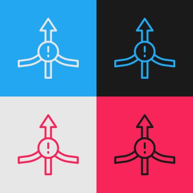 Pop Art Line Arrow simgesi renk arkaplanında izole edildi. Yön Arrowhead sembolü. Navigasyon işaretçisi işareti. Vektör