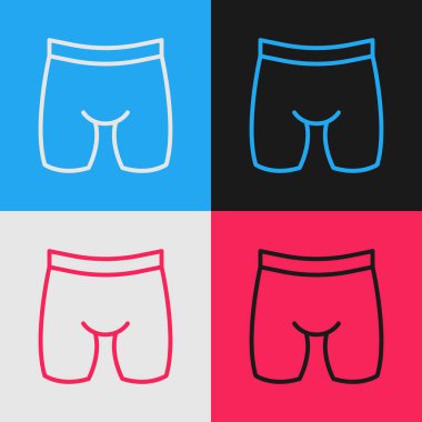 Pop sanat eseri bisiklet şortu simgesi renk arkaplanında izole edildi. Vektör