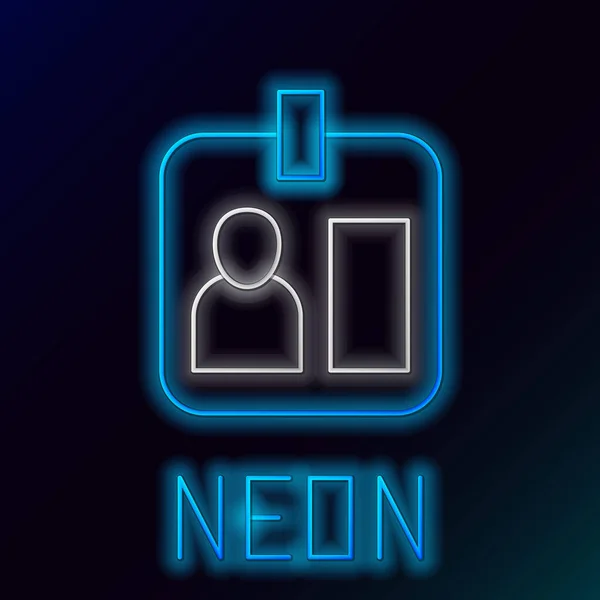 Glödande Neon Line Press Journalist Vertikal Badge Ikon Isolerad Svart — Stock vektor