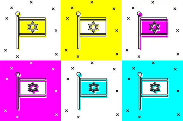 Définir Drapeau Israël Icône Isolée Sur Fond Couleur Symbole Patriotique — Image vectorielle