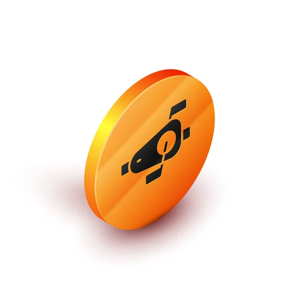 Isometric Bicycle Pedals Icon Isolated White Background Orange Circle Button — Stock Vector