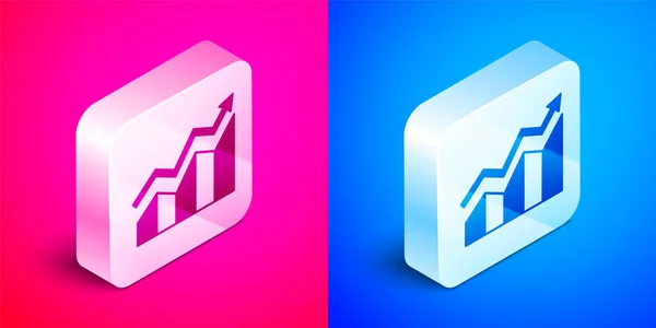 Isometric Financial Growth Increase Icon Isolated Pink Blue Background Increasing — Stock Vector