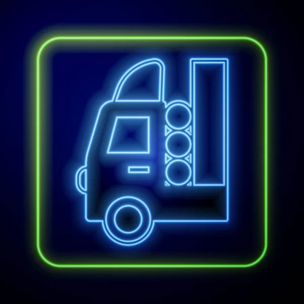 Gloeiende Neon Gas Tank Voor Voertuig Pictogram Geïsoleerd Blauwe Achtergrond — Stockvector