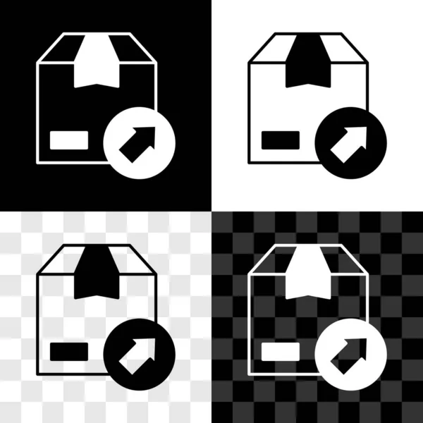 Set Pappschachtel Symbol Isoliert Auf Schwarz Weißem Transparentem Hintergrund Box — Stockvektor
