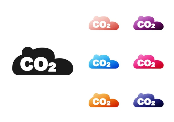 Black Co2 Emissions Cloud Icon Isolated White Background Carbon Dioxide — Stock Vector