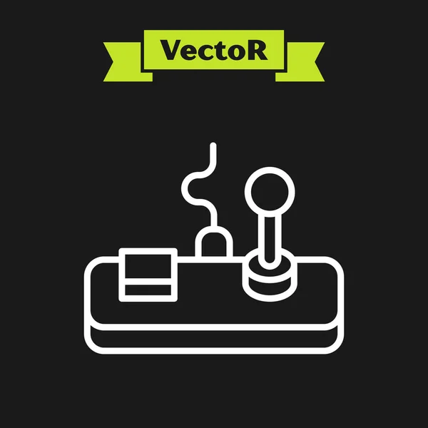 Weiße Linie Gamepad Symbol Isoliert Auf Schwarzem Hintergrund Spielkontrolle Vektor — Stockvektor