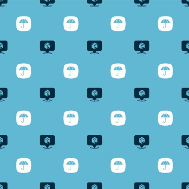 Konumu karton kutu ve teslimat paketi şemsiyesi ile kusursuz desen üzerine ayarla. Vektör