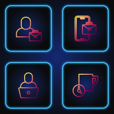 Saati ayarla, Freelancer, ve. Renk simgeleri. Vektör