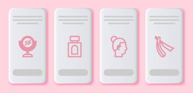 El aynası, tıraş losyonu, erkek saçı ve düz jilet. Beyaz dikdörtgen düğme. Vektör