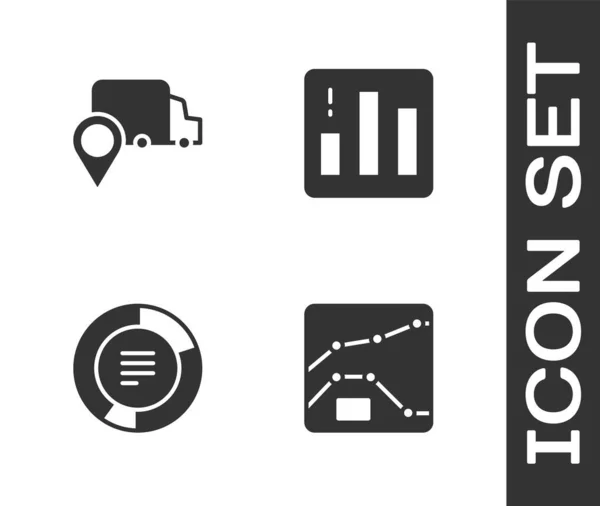 Establecer Gráfico Gráfico Diagrama Seguimiento Entrega Infografía Del Pastel Icono — Vector de stock