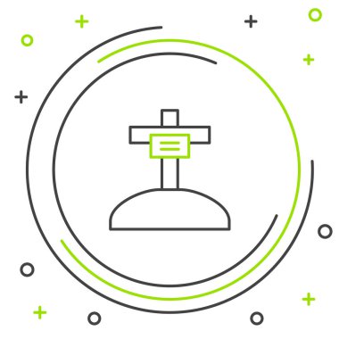 Beyaz arkaplanda çapraz simge izole edilmiş çizgi mezarı. Renkli taslak konsepti. Vektör.